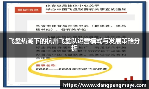飞盘热潮下的杭州飞盘队运营模式与发展策略分析
